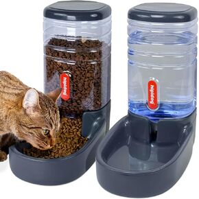 Automatic Pet Feeder Small&Medium Pets Automatic Food Feeder and Waterer Set 3.8L, Travel Supply Feeder and Water Dispenser for Dogs Cats Pets Animals