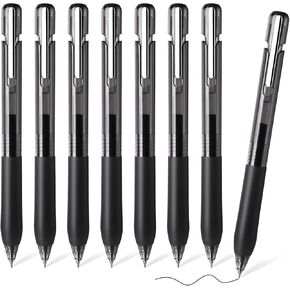 BAYTORY 8Pcs Gel Pens, 0.5mm Black Ink Pen Fine Point, Quick Dry Smooth Writing Gel Ink Pens No Bleed, Retractable Pens for Journaling Note Taking Sketching (Multicolor Pen Shafts)