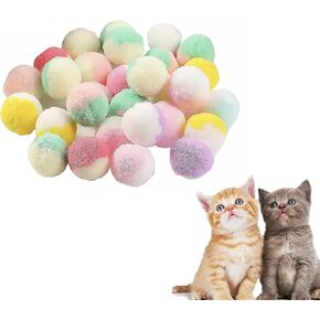 كرات لعبة Cat ، 50pcs Premium Soft Pom Pom Ball للقطط ، 1،2 '' Function Interactive Cat Pompom Toys للقطط الداخلية التي تلعب الكرات الفخمة للزخارف DIY الحرفية ، ألعاب Kitty Citten لطيفة