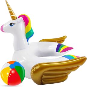 iGeeKid Pool Float for Kids Unicorn Swim Floats for Toddlers Age 3-8 Years Inflatable Floaties Unicorn Swimming Ring Ride On Party Toys for Girls Boys Summer Beach Supplies