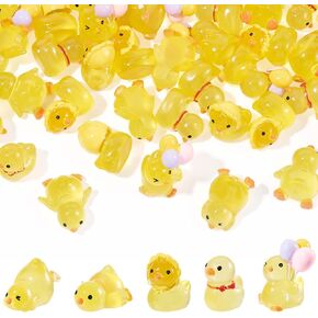 Craftdady 50 pcs ميني ميني راتنجات البط توهج في البط الداكن المصغر البط الأصفر الصغير لإكسسوارات دطة حديقة DIY Micro Minscape Party Decor