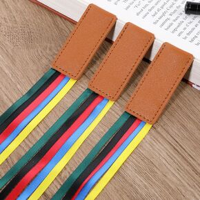 3 Pcs Bible Ribbon Bookmark, Muti Ribbon Markers Bible Bookmarks for Men Women Artificial Leather Christian Book Markers with 5 Colorful Ribbons for Book Lover Readers Teachers Students Gifts