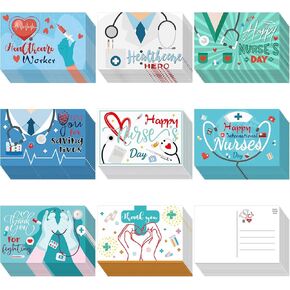 Junkin 80 Pcs Thank You Card for Nurses Doctor Healthcare Workers Nurses Week Appreciation Note Cards Assorted Blank Postcards for Emts Medical Hospital Staff Workers Gifts