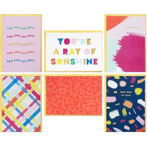 Hallmark Bright and Bold Card Assortment (24 Blank Cards with Envelopes) Pink, Orange, Blue, Gold