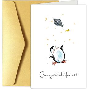 Penguin Graduation Card, Cute Graduation Card for Her Him, Grad Greeting Card, Congratulations Graduation Card Gift