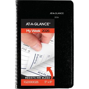 AT-A-Glance 2026 Planner Bolling Book ، Weekly ، 5 "× 8" ، صغير ، Dayminder ، Black (G2000026)