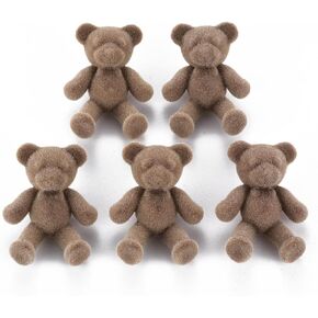 Craftdady 50pcs أزرار الدب الاكريليك Flocky مع ساق 3D Teddy Bear Bear Shank Craft Craft 38-39x29.5mm لـ DIY Crafts Clothing Scrapbooking