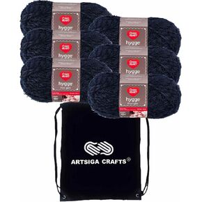 Red Heart Hygge 5oz Pearl E869-8406 (6-Skeins - Same Dye Lot) Chunky Bulky #5 Acrylic, Nylon Yarn for Crocheting and Knitting with Project Bag