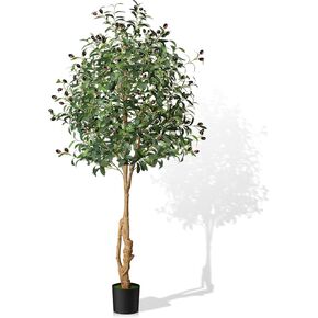 Artificial Olive Tree, 5ft Tall Faux Silk Plant Artificial Tree in Indoor Potted Oliver Branch Leaves and Fruits for Home Room Office Decor and Housewarming Gift (59in)