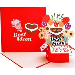 Igifts and Cards Garden of Love - 6 "X8" Butterfly Mother's Day 3D Popp Proting Card - الفراشات الأنيقة ، الزهور المزهرة ، تتضمن بطاقة ملاحظة - مثالية للاحتفال بالأم ، مع المظروف