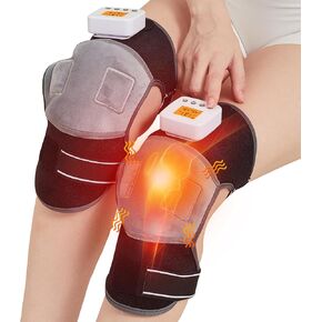 Cordless Heating Pad for Knee with Knee Massager, Vibration Knee Warmers for Knee Pain Relief, Heated Knee Brace for Knee, Leg Massager, 3 Vibration Modes & 3 Heating Levels, Auto Shut Off, 2 Pack
