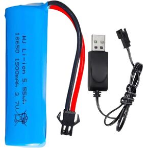 3.7V 18650 RC Car Battery 1500mAh recargable Li-ion Battery SM-2P مفصل لـ RC RC Stunt Car RC Boat RC متماسكًا لبرمائية RC Car RC و C63 E35 DE38 DE40 DE50 DE55 و USB و USB