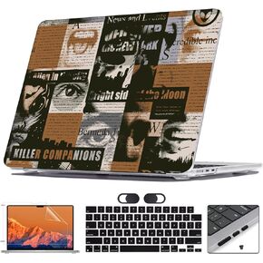 متوافق مع M4 Macbook Air 15 بوصة Case 2025 2024 2023 الطراز A3241 A3114 A2941 M3 M2 شاشة شبكية شبكية سائلة تناسب معرف اللمس ، حالة صلبة بلاستيكية وتفكيلة بشرة وشاشة ، قوس الكرز الأزرق