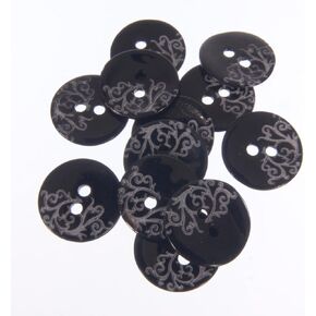 أزرار وملحقات MIBO 12pcs حقيقية Agoya Shell Button2 Hole - Laser Leged - نمط كرمة مزودة - 20L (12 مم) - أسود