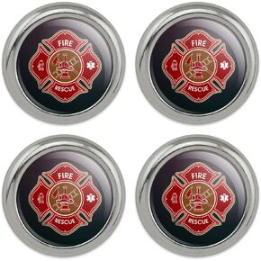 Firefighter Fire Rescue Maltese Cross Metal Craft Sewing Novelty Buttons - Set of 4