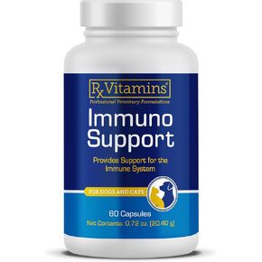 RX Vitamins Support Immuno Support ، دعم مناعي للكلاب والقطط - مكملات 60CT مع فطر شيتاكي ، أرابينوغالاكتان ، ولوتين -