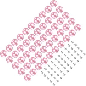 Kozelo 50 set studs pearl studs kit - [8mm × 5mm × 5mm] pearl prolls faux peavets pink for diy charcor tus