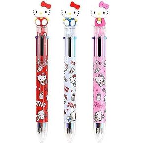 Hello Kitty 0.7mm 6-Color Multicolor Ballpoint Pen w/Hello Kitty Figure 1PC (Blue)