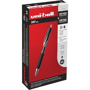 Uni-Ball 61255 Signo Gel 207 Roller Ball Retractable Pen Black Ink Micro Fine Dozen