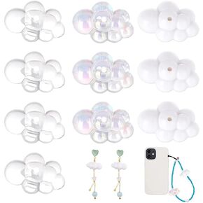 AHANDMAKER 30 Pcs Acrylic Cloud Beads, 3 Colors, Transparent & Opaque Cute Cloud Shape Spacers for Jewelry Making, Keychains, Phone Cases, Scrapbooking