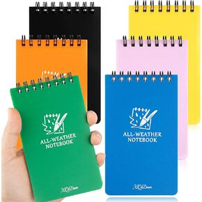 Waterproof Pocket Notebook, All Weather 3x5 Small Notebooks with Lined Pages, Pocket Notepads, Small Top Spiral Notebook Little Mini Memo Steno Note Pads for Home Office College School Outdoor(6 Pack) in Kuwait
