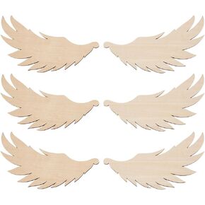 OLYCRAFT 3 Pairs Unfinished Wood Angel Wings Wood Slices Wooden Angel Wing Shaped Blank Pieces DIY Crafts Cutouts Unfinished Blank Slice Wooden Cut Out for Painting Drawing DIY Project Crafts