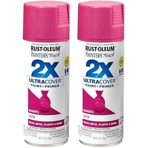 Rust-Oleum 334087 Painter's Touch 2X Ultra Cover Spray Paint, 12 oz, Satin Magenta (Pack of 2)