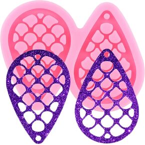 Tear Drop Hoop Earrings Resin Molds Fish Scale Shape Silicone Molds for Handmade Women Fashion DIY Keychain Backpack Pendant Jewelry Making Necklace Decoration Craft