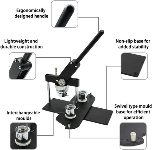 ChiButtons Pro 58mm (2.25") Metric Button Maker B400 Kit | All-Metal Premium Press w/ 100 Parts, Adjustable Cutter & Moulds | Boutique Stores, Event Vendors, Small Business (Black-New) in Saudi Arabia