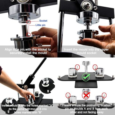 ChiButtons Pro 58mm (2.25") Metric Button Maker B400 Kit | All-Metal Premium Press w/ 100 Parts, Adjustable Cutter & Moulds | Boutique Stores, Event Vendors, Small Business (Black-New) in Saudi Arabia