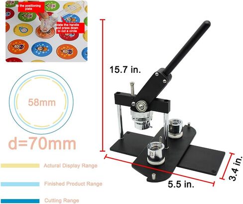 ChiButtons Pro 58mm (2.25") Metric Button Maker B400 Kit | All-Metal Premium Press w/ 100 Parts, Adjustable Cutter & Moulds | Boutique Stores, Event Vendors, Small Business (Black-New) in Saudi Arabia