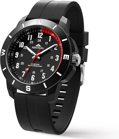 NBONAL Sport Field Watch for Men Black Tactical Watch Daily Waterproof 24 Hour Military Display Casual Quartz Wristwatch in Saudi Arabia