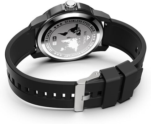 NBONAL Sport Field Watch for Men Black Tactical Watch Daily Waterproof 24 Hour Military Display Casual Quartz Wristwatch in Saudi Arabia