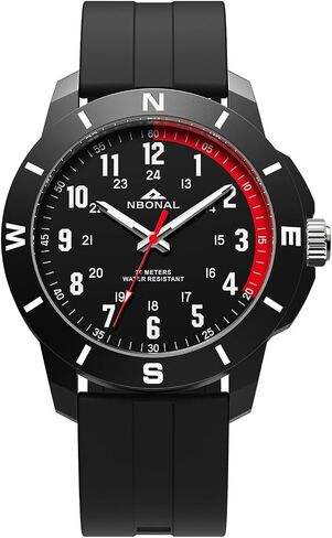 NBONAL Sport Field Watch for Men Black Tactical Watch Daily Waterproof 24 Hour Military Display Casual Quartz Wristwatch in Saudi Arabia