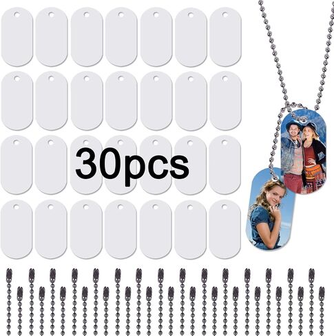 45pcs Sublimation Blank Dog Tag Aluminum White Sublimation Stamping Tag Pendants Double Sided Blank Stamping Metal Tags, Personalized Pets Tags Oval in Kuwait