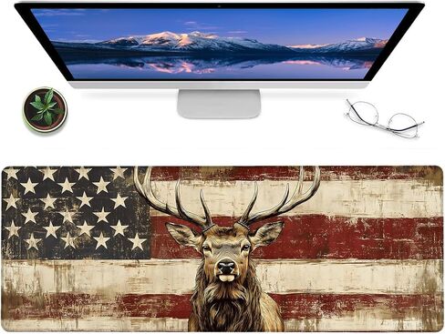 Patriotic Eagle and Flag Gaming Mouse Pad – 12x31.5in Non-Slip Rubber Desk Mat with American Landscape Design – Large Extended Mousepad for Office Home – Deskmat Gifts for Veterans Lover Decor in Saudi Arabia