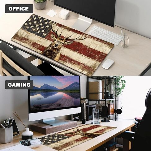 Patriotic Eagle and Flag Gaming Mouse Pad – 12x31.5in Non-Slip Rubber Desk Mat with American Landscape Design – Large Extended Mousepad for Office Home – Deskmat Gifts for Veterans Lover Decor in Saudi Arabia