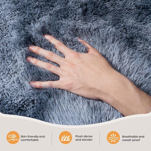 سجاد منطقة ناعمة من Zentavio لغرفة المعيشة وغرفة النوم مقاس 4 × 6 أقدام سجادة جمالية منفوشة وفروية أشعث من القطيفة ذات كومة عالية لغرف الأطفال وغرفة النوم وديكور المنزل مصبوغة باللون الرمادي الفاتح in Kuwait