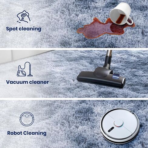 سجاد منطقة ناعمة من Zentavio لغرفة المعيشة وغرفة النوم مقاس 4 × 6 أقدام سجادة جمالية منفوشة وفروية أشعث من القطيفة ذات كومة عالية لغرف الأطفال وغرفة النوم وديكور المنزل مصبوغة باللون الرمادي الفاتح in Kuwait