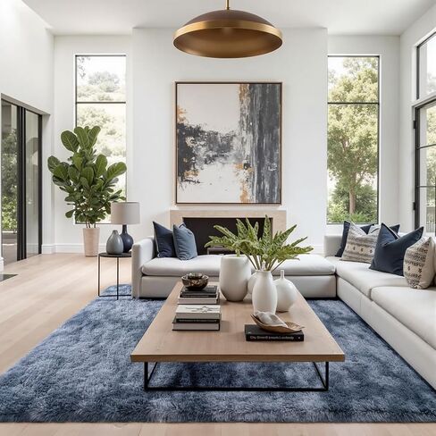 سجاد منطقة ناعمة من Zentavio لغرفة المعيشة وغرفة النوم مقاس 4 × 6 أقدام سجادة جمالية منفوشة وفروية أشعث من القطيفة ذات كومة عالية لغرف الأطفال وغرفة النوم وديكور المنزل مصبوغة باللون الرمادي الفاتح in Kuwait