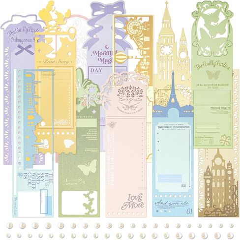 3 Packs Lace Cutout Retangular Paper Die-cut with Lace Trim Decor Note Paper Multicolor Silhouette with Hollow Patterns of Butterfly Flower Building for Scrapbooking Card Making Journal Craft (Wensor) in Kuwait