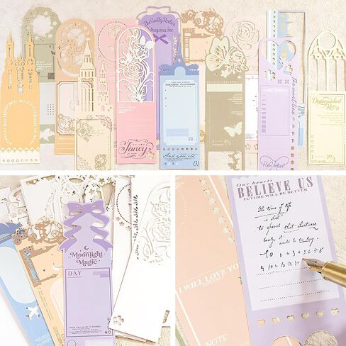 3 Packs Lace Cutout Retangular Paper Die-cut with Lace Trim Decor Note Paper Multicolor Silhouette with Hollow Patterns of Butterfly Flower Building for Scrapbooking Card Making Journal Craft (Wensor) in Kuwait