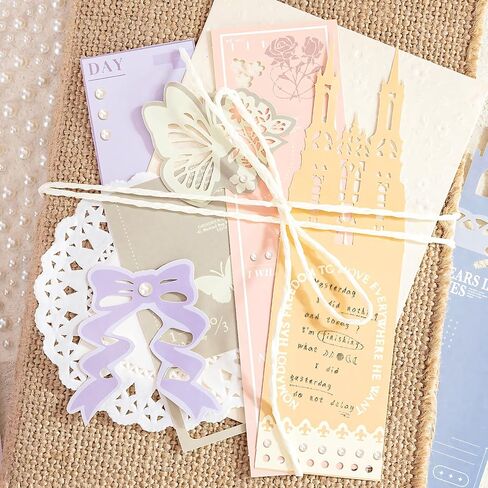 3 Packs Lace Cutout Retangular Paper Die-cut with Lace Trim Decor Note Paper Multicolor Silhouette with Hollow Patterns of Butterfly Flower Building for Scrapbooking Card Making Journal Craft (Wensor) in Kuwait