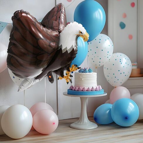 Patriotic Independence Day 3D Giant Eagle Bird Foil Balloons, Inflatable 4 th July Realistic American Bald Eagles Blowup Balloon For Birthday Animal Themed Party Decoration Supplies in Saudi Arabia