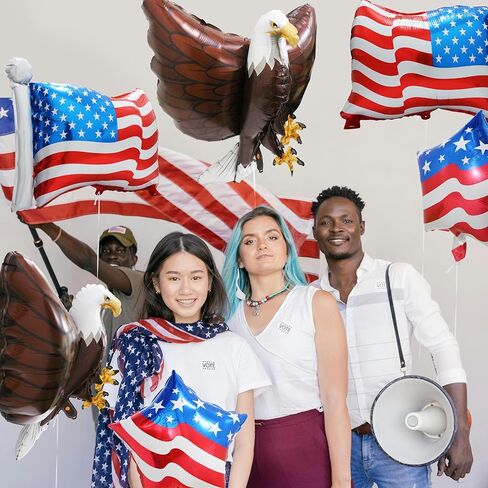 Patriotic Independence Day 3D Giant Eagle Bird Foil Balloons, Inflatable 4 th July Realistic American Bald Eagles Blowup Balloon For Birthday Animal Themed Party Decoration Supplies in Saudi Arabia