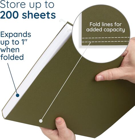 Blue Summit Supplies Hanging File Folders, 75 Pack, Reinforced Hanging Folders Letter Size, Standard File Folders for Filing Cabinet, Hanging File Organizer, Green in Kuwait