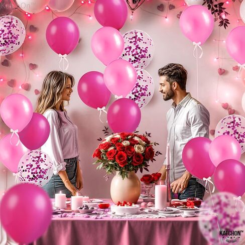 Katchon ، بالونات وردية لحفل عيد الميلاد - 12 بوصة ، حزمة من 60 | البالونات الوردية الساخنة | حفل زخارف عيد الميلاد | البالون اللاتكس | زخارف عيد الميلاد الحادية والعشرين in Saudi Arabia