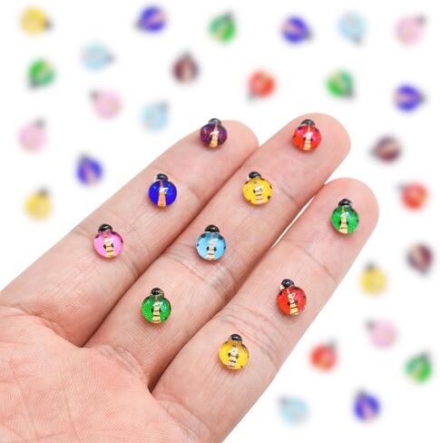 200 Pieces Colorful Tiny Ladybug Decor for Dollhouse Miniatures Resin Animals for Crafts Mini Things for Fairy Garden Micro Landscaping Decoration in Saudi Arabia