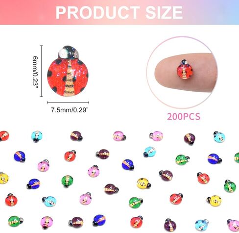 200 Pieces Colorful Tiny Ladybug Decor for Dollhouse Miniatures Resin Animals for Crafts Mini Things for Fairy Garden Micro Landscaping Decoration in Saudi Arabia