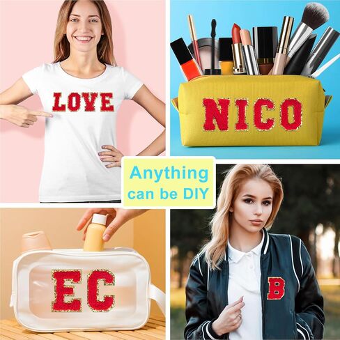 ASTARON 26 Pcs Self Adhesive Letter Patches Chenille Letters Stickers, A-Z Embroidered Applique Patches Alphabet Cloth Patch for Clothes, Bags, Hat, Phone Case, DIY Accessories (Red) in Saudi Arabia